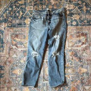 Blue Slim Fit Jeans with Distressed Details